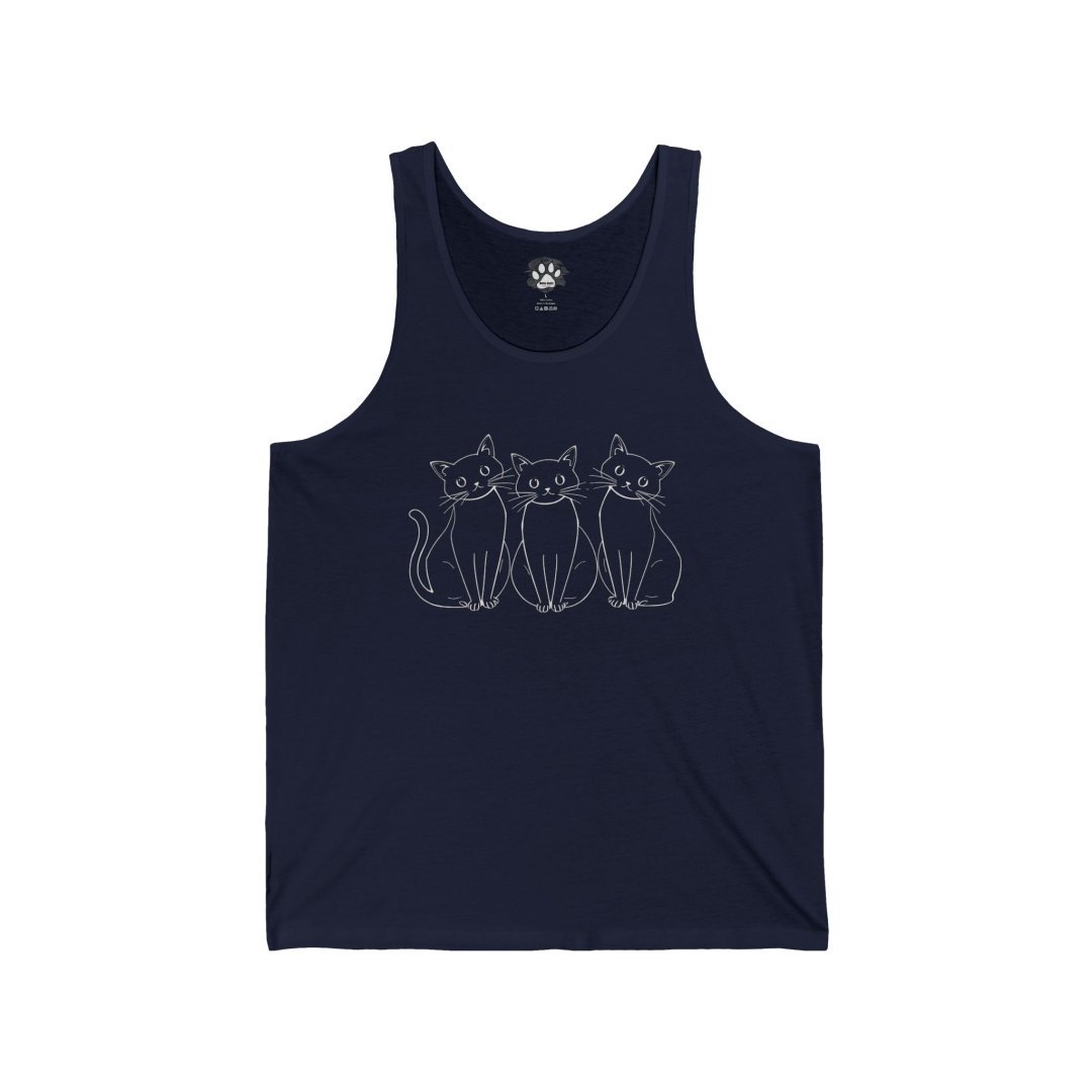 Three Cute Cats Line Art Tank Top