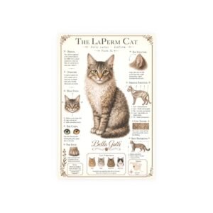 American Curl Cat Breed Poster LaPerm Cat Breed Poster