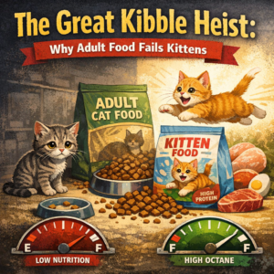 The Great Kibble Heist: Why Adult Food Fails Kittens.