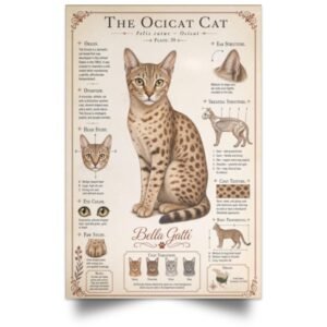 A detailed infographic about the Ocicat cat breed.