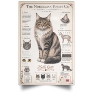 Illustrated guide to the Norwegian Forest Cat breed.