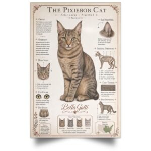 Detailed informational poster about the Pixiebob cat breed.