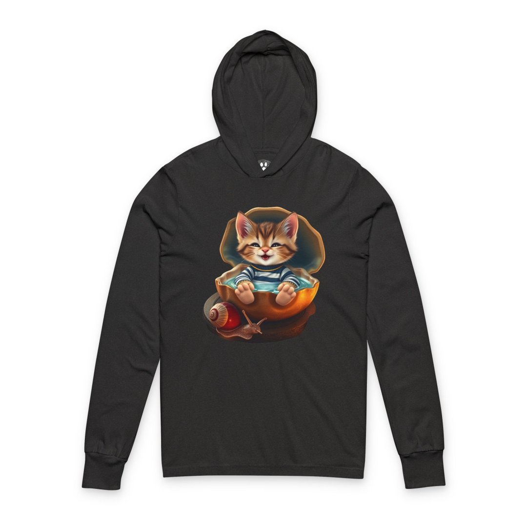 11624607770836401524_2048.jpeg Black hoodie with a cute cat in a snail shell design.