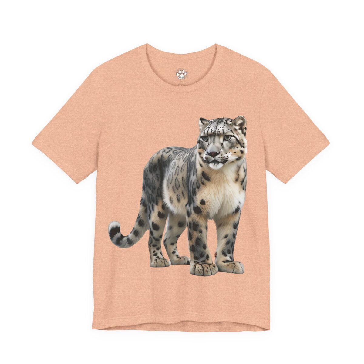 13479020083799306739_2048.jpeg Peach t-shirt with a full-body snow leopard graphic.