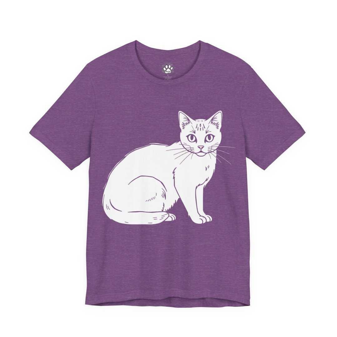 13572541627572015620_2048.jpeg Purple t-shirt with a white cat illustration.