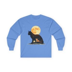 Full Moon Cats Graphic Long Sleeve Tee
