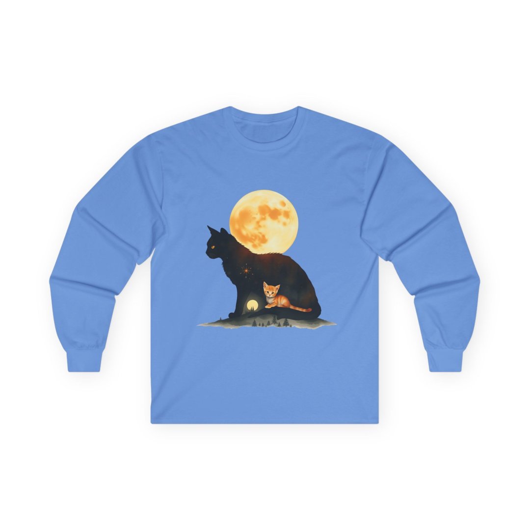 Full Moon Cats Graphic Long Sleeve Tee