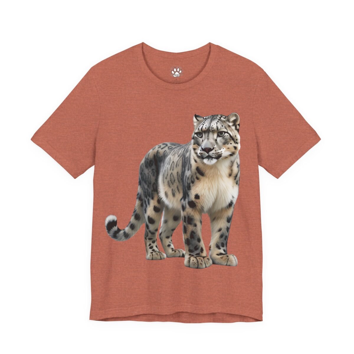 15282754855053831936_2048.jpeg Rust-colored t-shirt featuring a snow leopard.