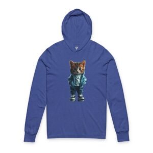 Floral Crown Kitten Graphic Hooded Long Sleeve Tee Cool Streetwear Kitten Hooded Long Sleeve Tee