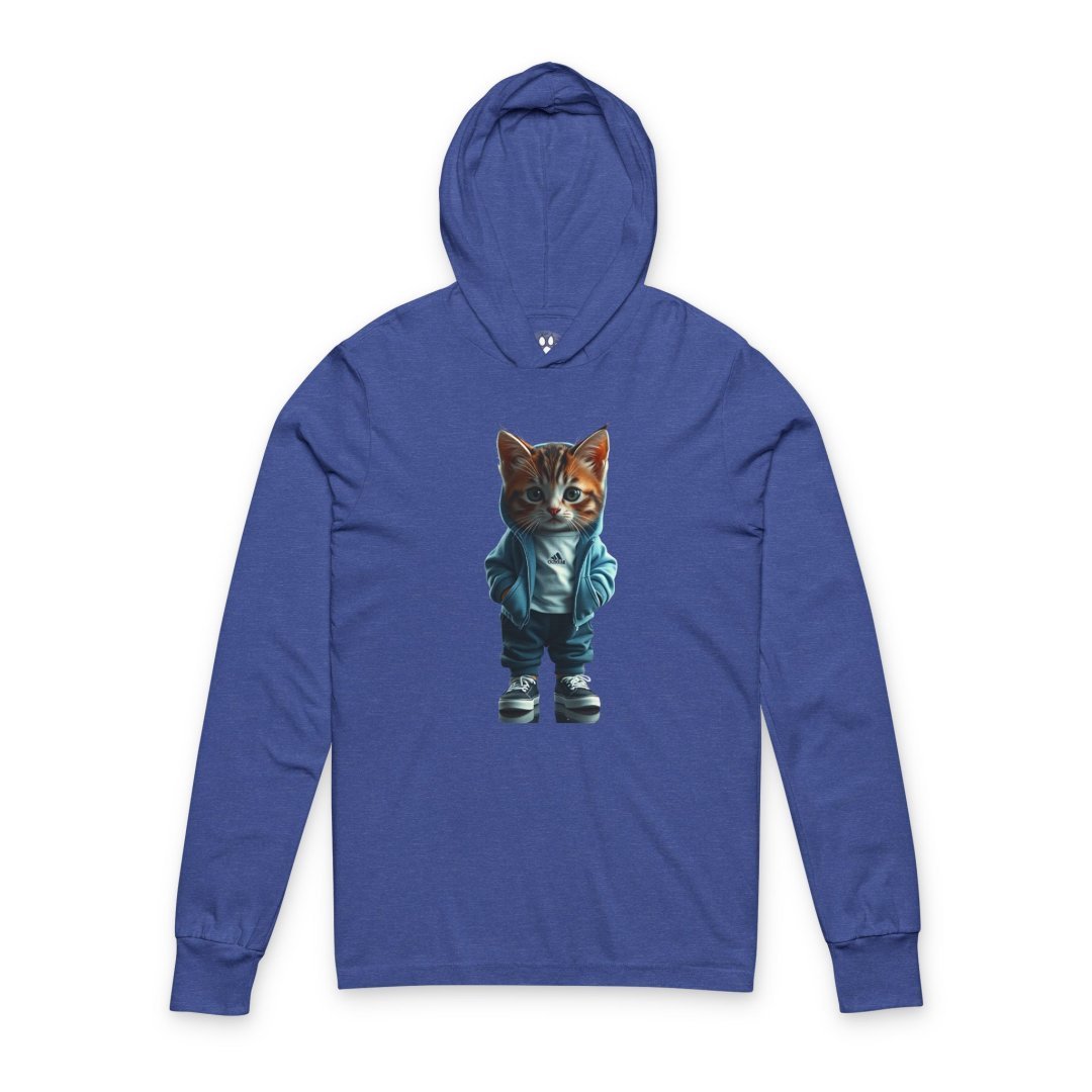 Cool Streetwear Kitten Hooded Long Sleeve Tee
