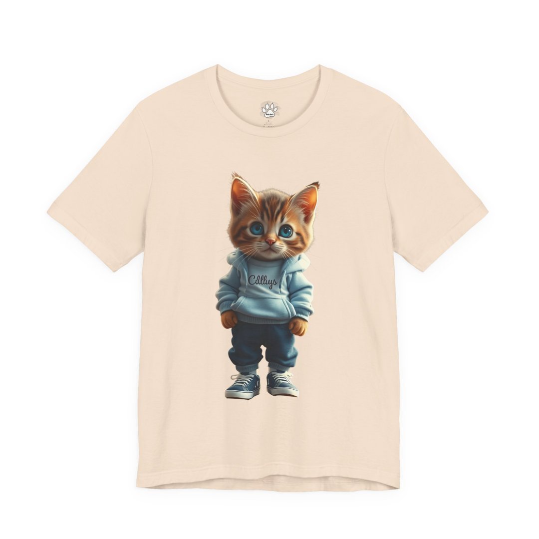 1589507638060826078_2048.jpeg T-shirt with a cute kitten in a hoodie and sneakers.