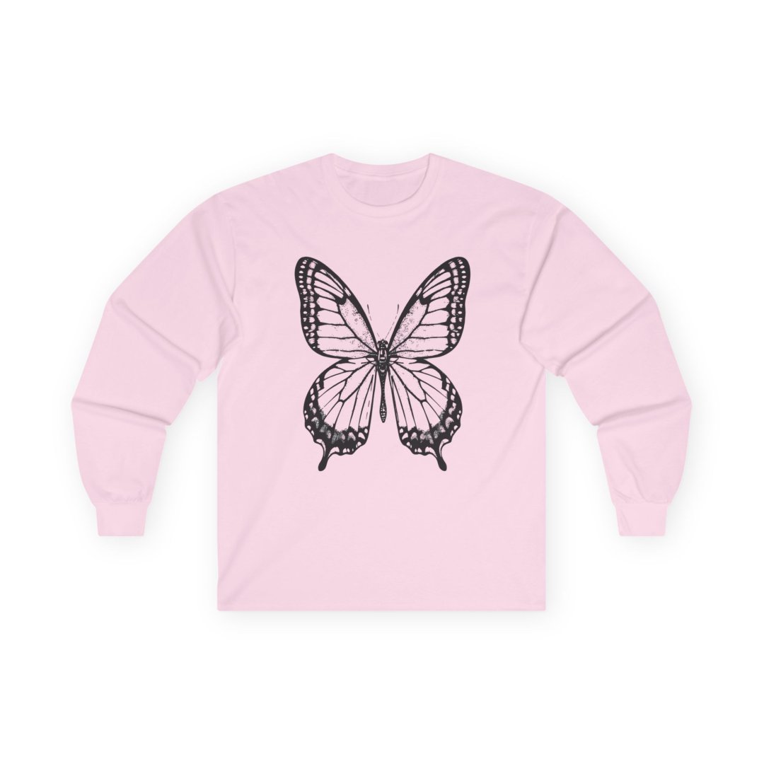 Vintage Butterfly Graphic Long-Sleeve T-Shirt