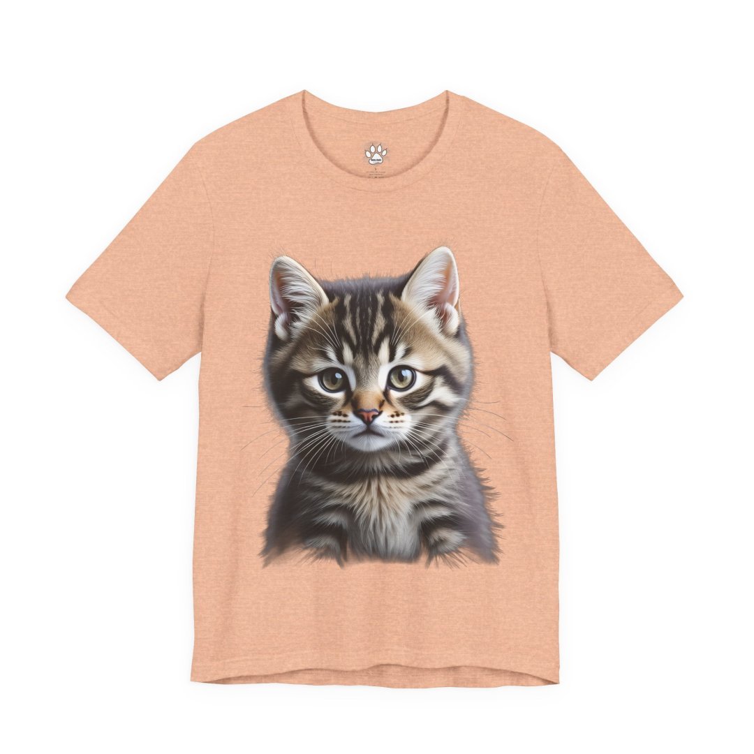 16623009190239171892_2048.jpeg Peach t-shirt with a realistic tabby kitten illustration on the front.