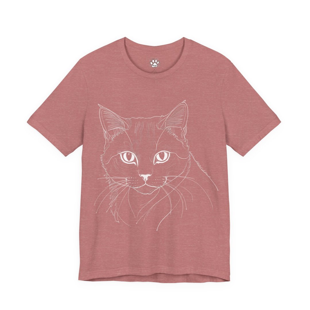 18210192943169732390_2048.jpeg Red t-shirt with a white line drawing of a cat's face.