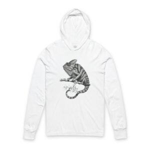 Butterfly Line Art Hooded Long Sleeve Tee Chameleon Illustration Hooded Long-Sleeve Tee
