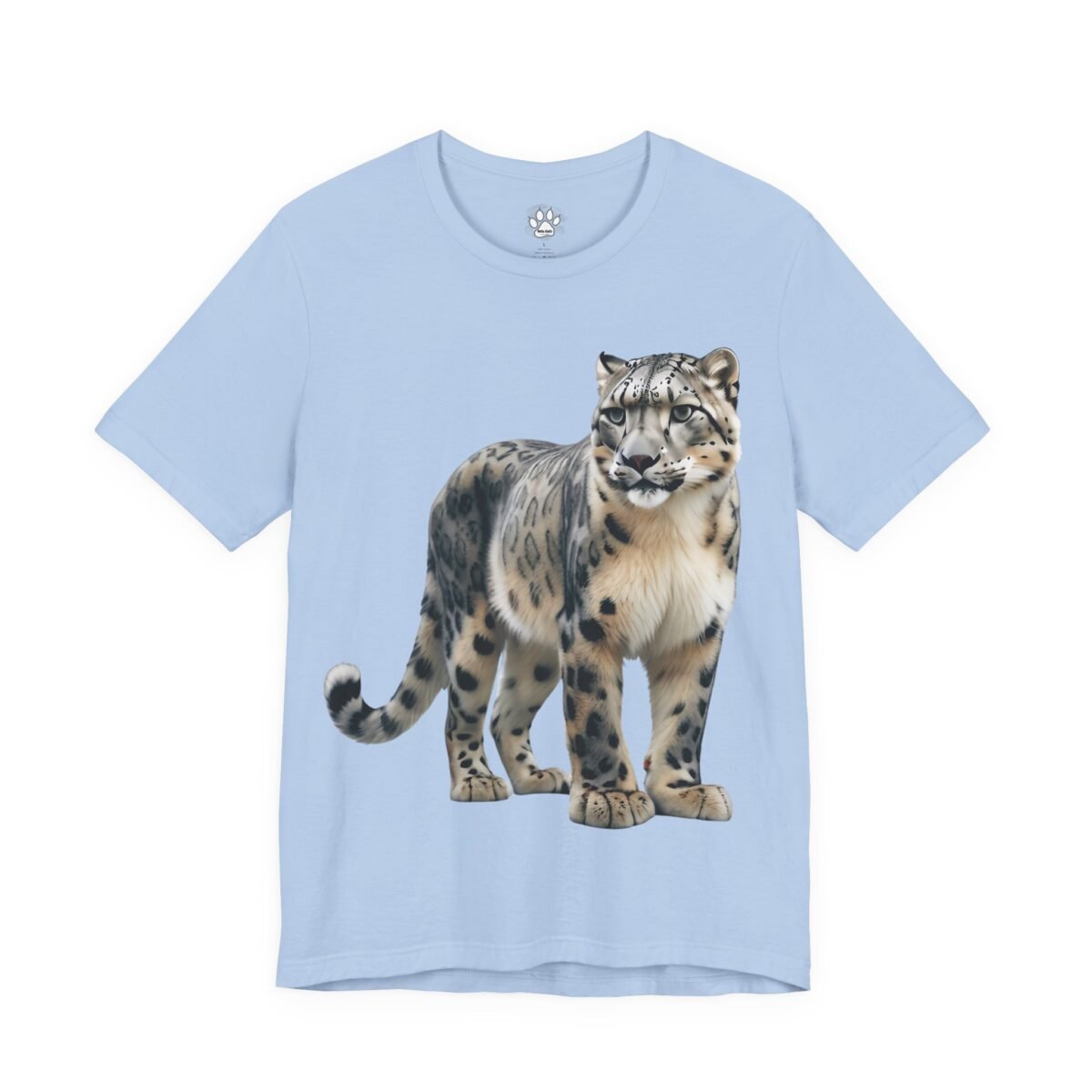 3214448009542394699_2048.jpeg Light blue t-shirt with a standing snow leopard print.