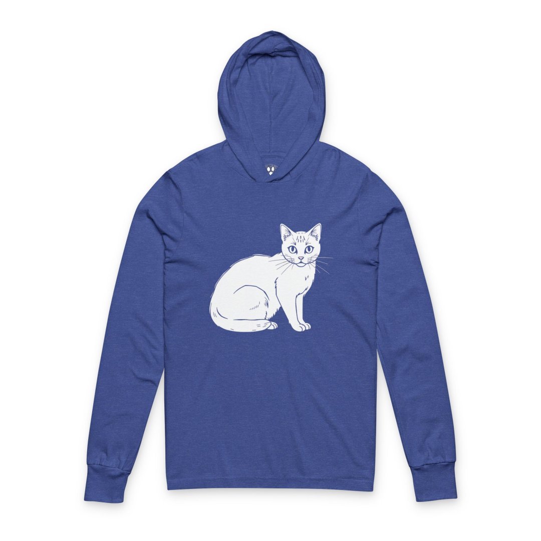 Minimalist Sitting Cat Hooded Long Sleeve Tee