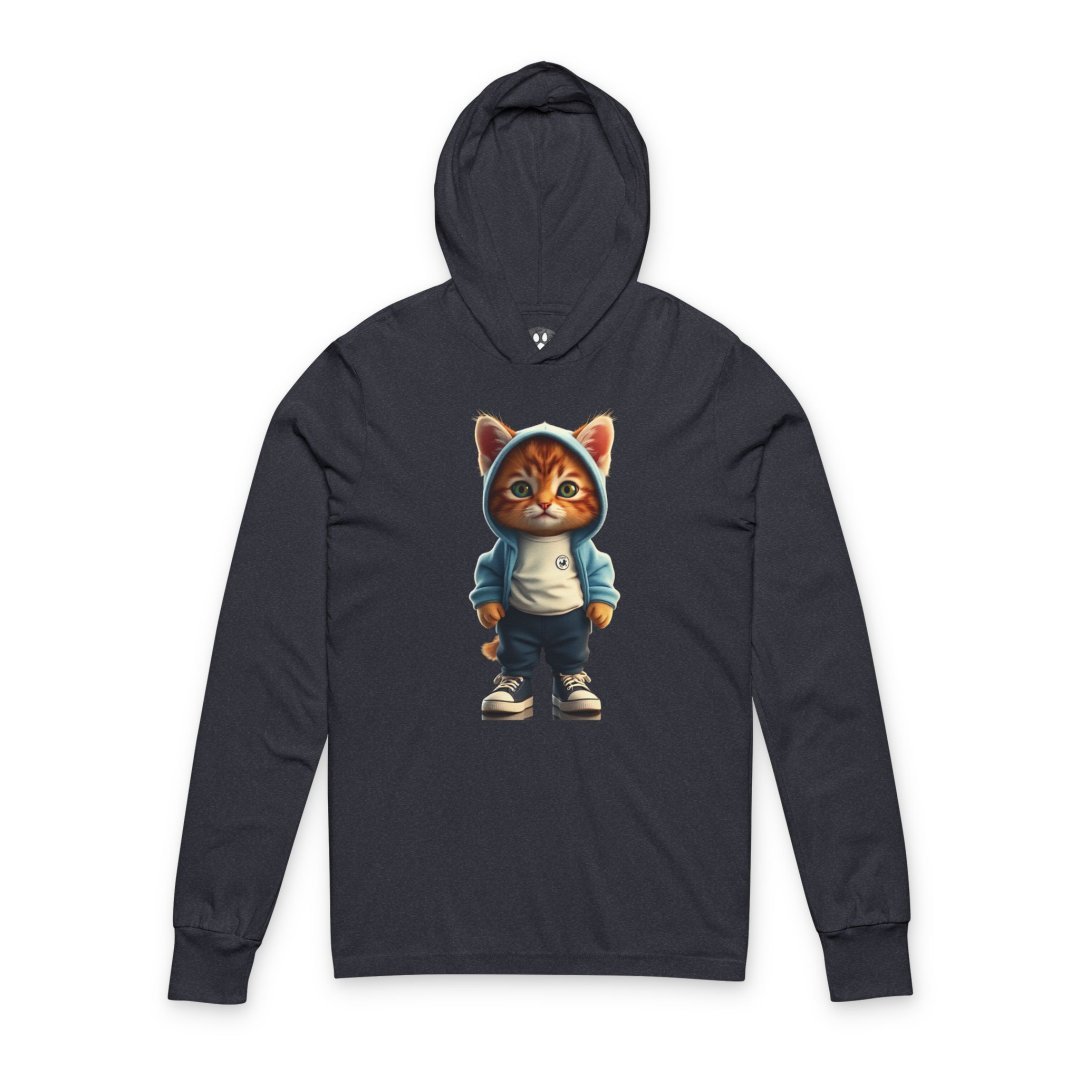 4848003830101202035_2048.jpeg Hoodie featuring a cute cat in a hoodie and sneakers.