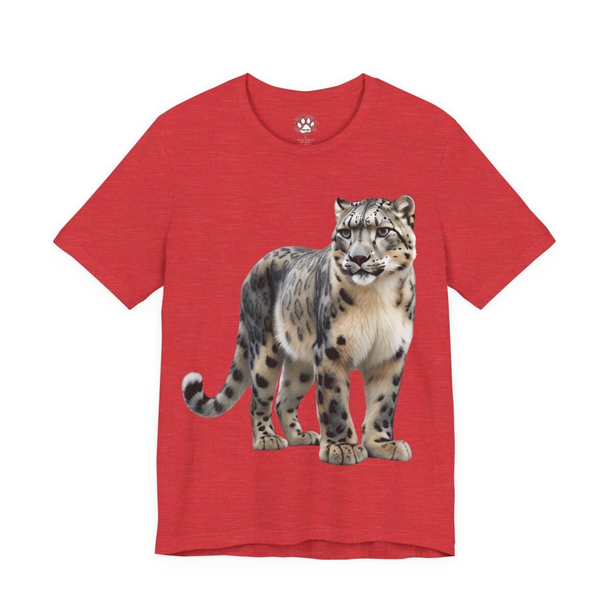 5932208746872106104_2048.jpeg Red t-shirt with a snow leopard graphic on the front.