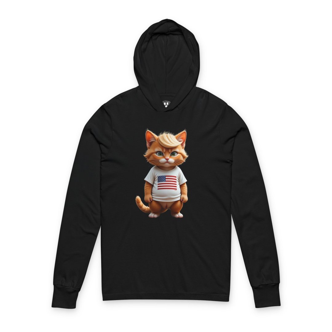 Patriotic Kitten Hooded Long Sleeve Tee