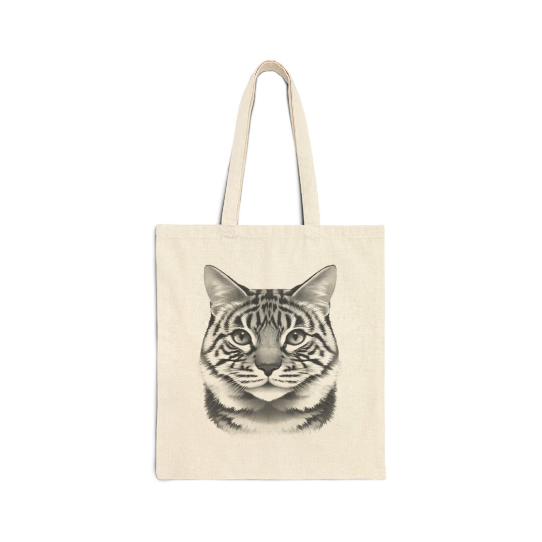 6778532064184853092_2048.jpeg Canvas tote bag with a detailed cat face illustration.