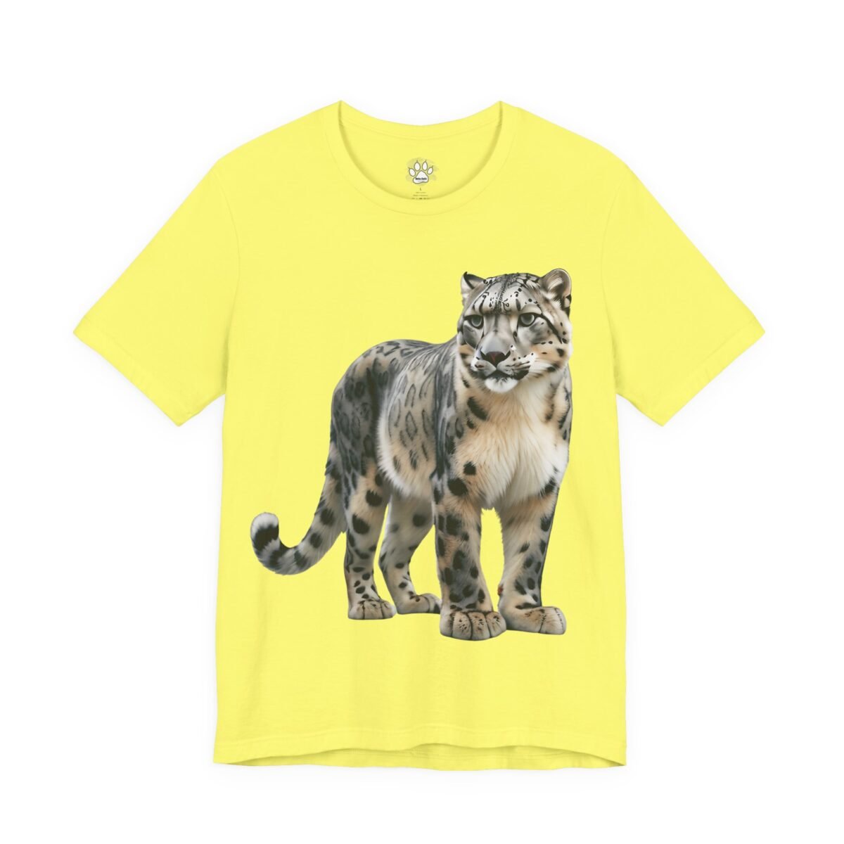 7675631905637113821_2048.jpeg Yellow t-shirt with a snow leopard graphic.