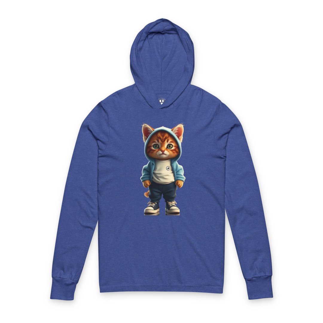 8650442451391223039_2048.jpeg Blue hoodie with a cute cat in a hoodie design on the front.