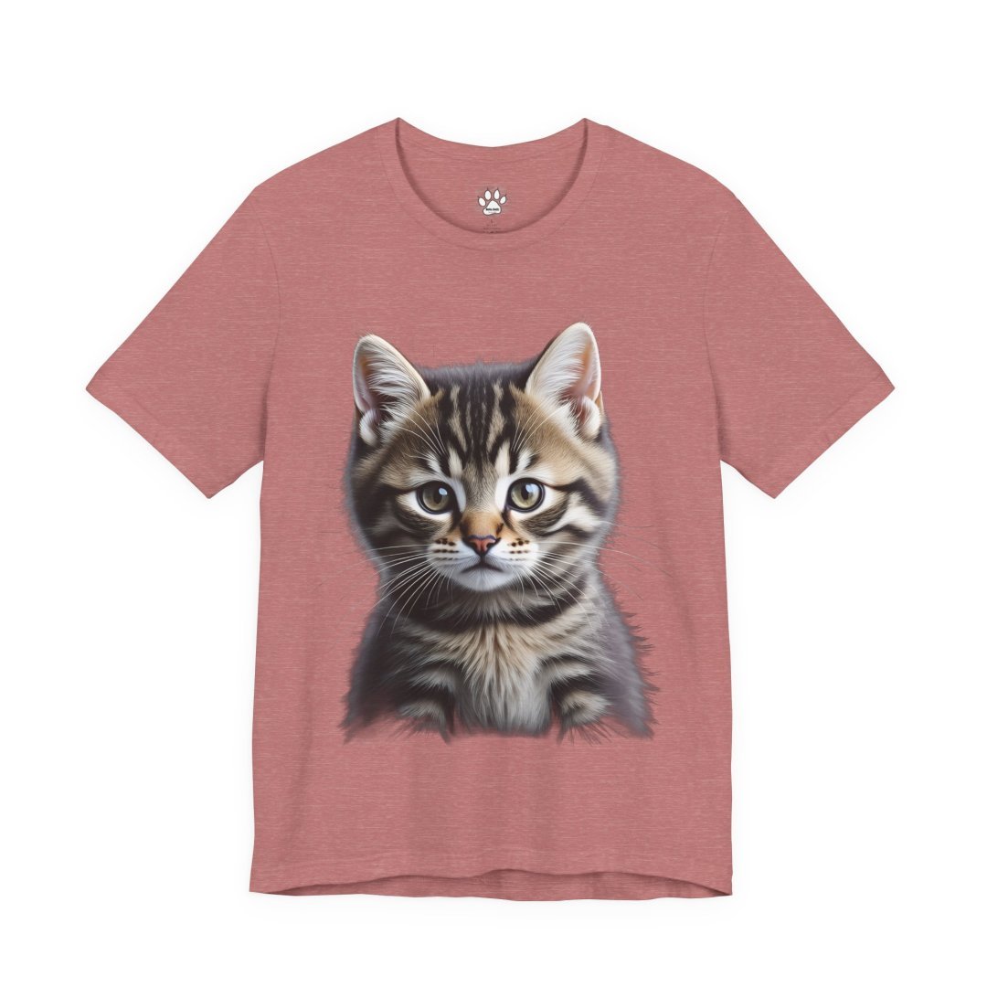 8855243856098597538_2048.jpeg Red t-shirt with a realistic kitten illustration on the front.