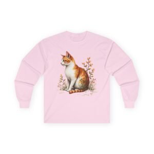 Mystical Black Cat Green Eyes Unisex Long Sleeve Tee Orange Tabby Cat Graphic Long Sleeve Tee