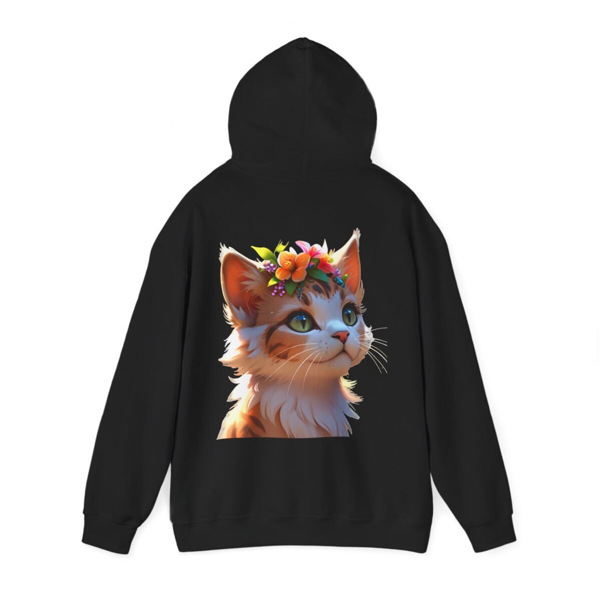 Floral Cat Crown Graphic Hoodie