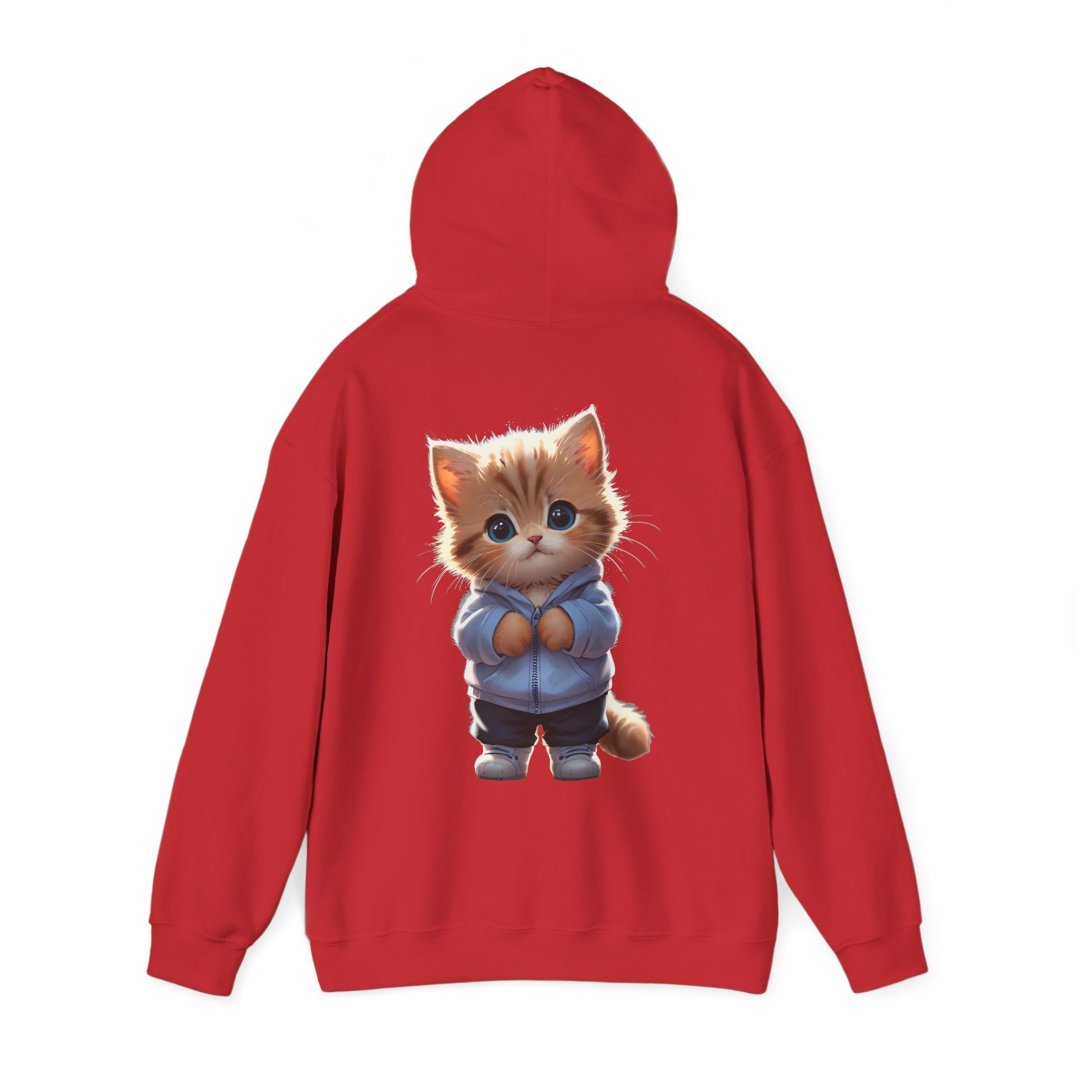 11027013390667906975_2048.jpeg Red hoodie with a cute kitten illustration on the back.