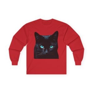 Mystical Black Cat Green Eyes Unisex Long Sleeve Tee Mystical Black Cat Green Eyes Unisex Long Sleeve Tee
