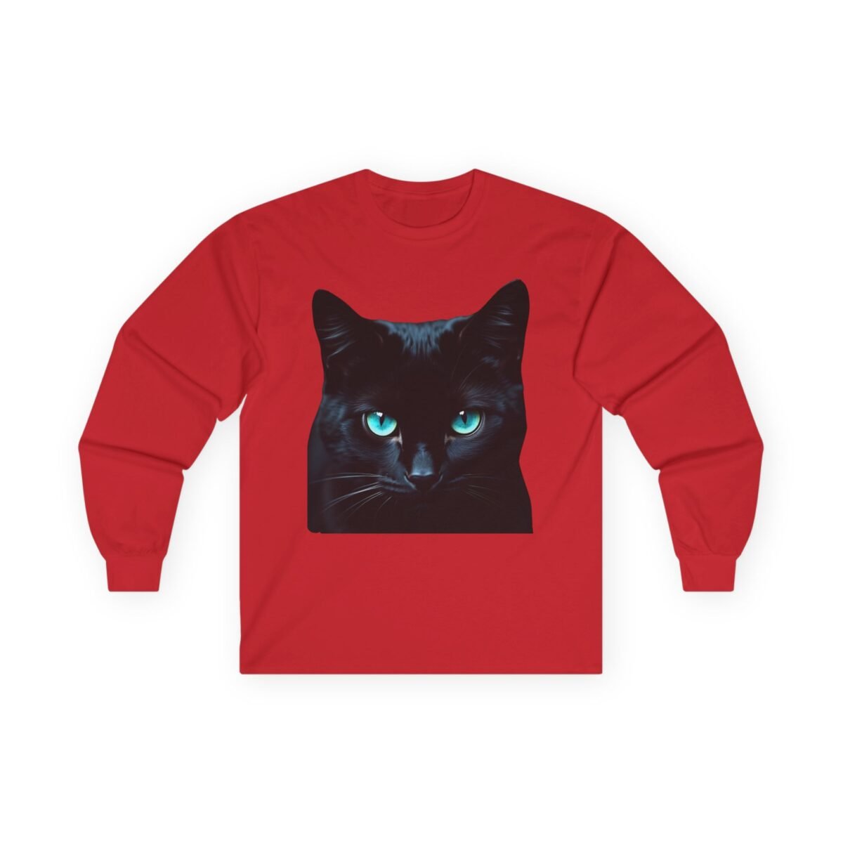 Mystical Black Cat Green Eyes Unisex Long Sleeve Tee