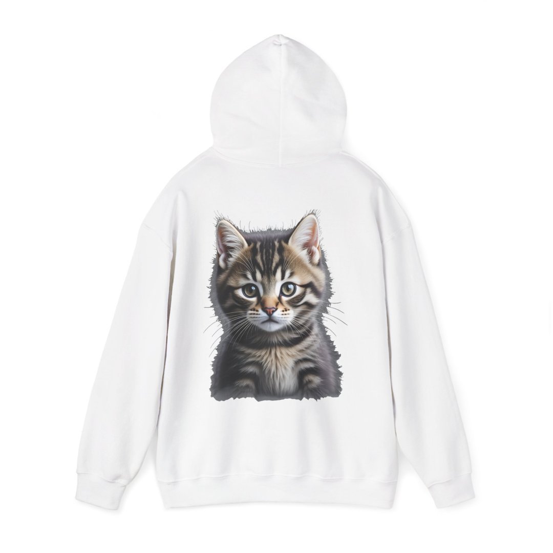 11449302981721574041_2048.jpeg White hoodie with a realistic kitten illustration on the back.