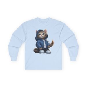 Floral Kitten Long Sleeve Tee Cute Kitten in Hoodie Unisex Long Sleeve Tee