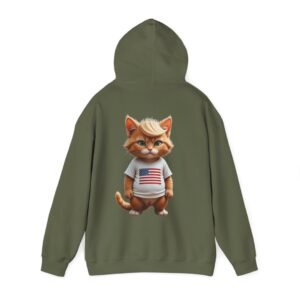 Minimalist Sitting Cat Line Art Hoodie Patriotic Ginger Cat Haircut Graphic Hoodie