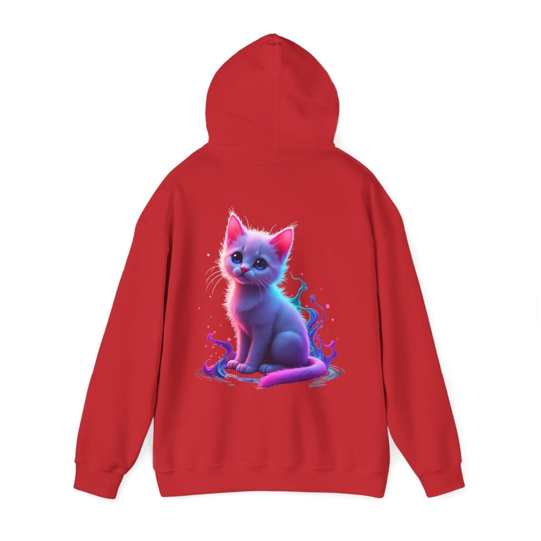 12574776308141343562_2048.jpeg Red hoodie with a colorful kitten illustration on the back.