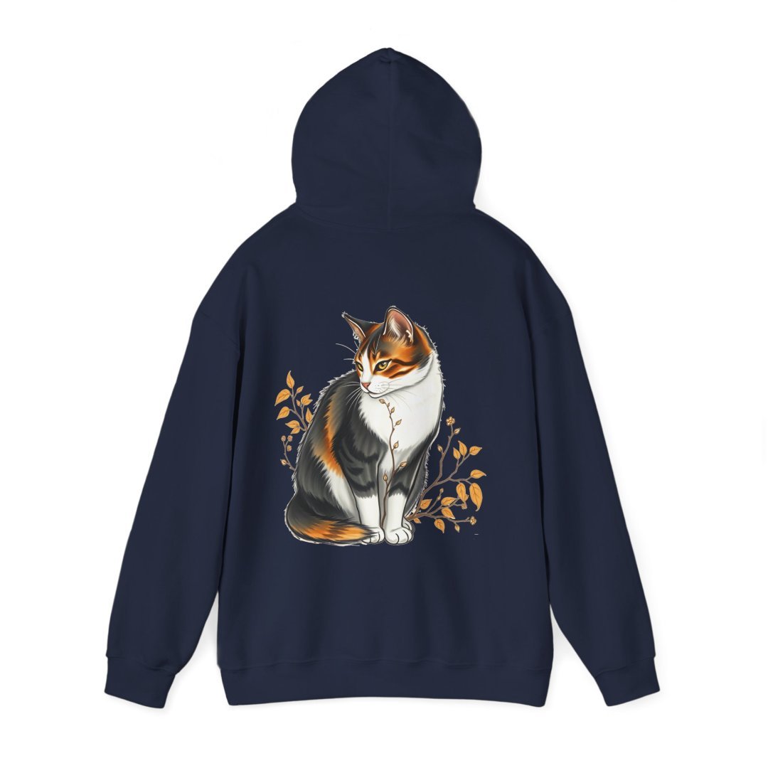 13203464711864853676_2048.jpeg Navy hoodie with a calico cat design on the back.
