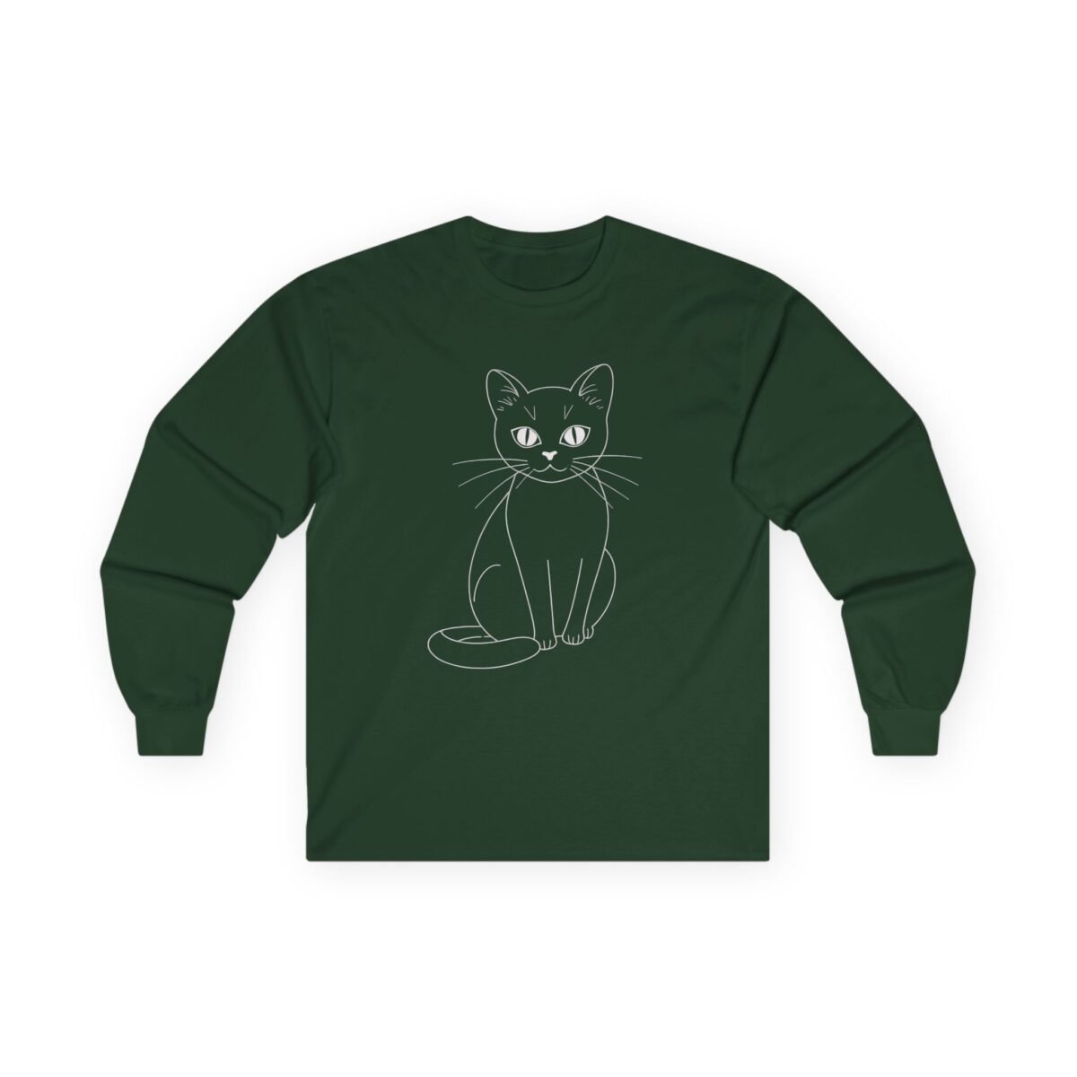 Minimalist Cat Line Art Graphic Long Sleeve Tee