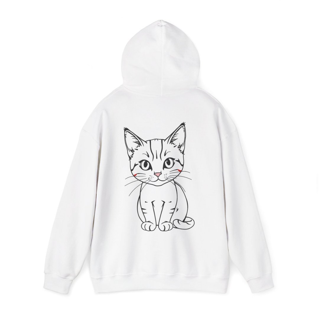 14035419297531367599_2048.jpeg White hoodie with a cute cat illustration on the back.