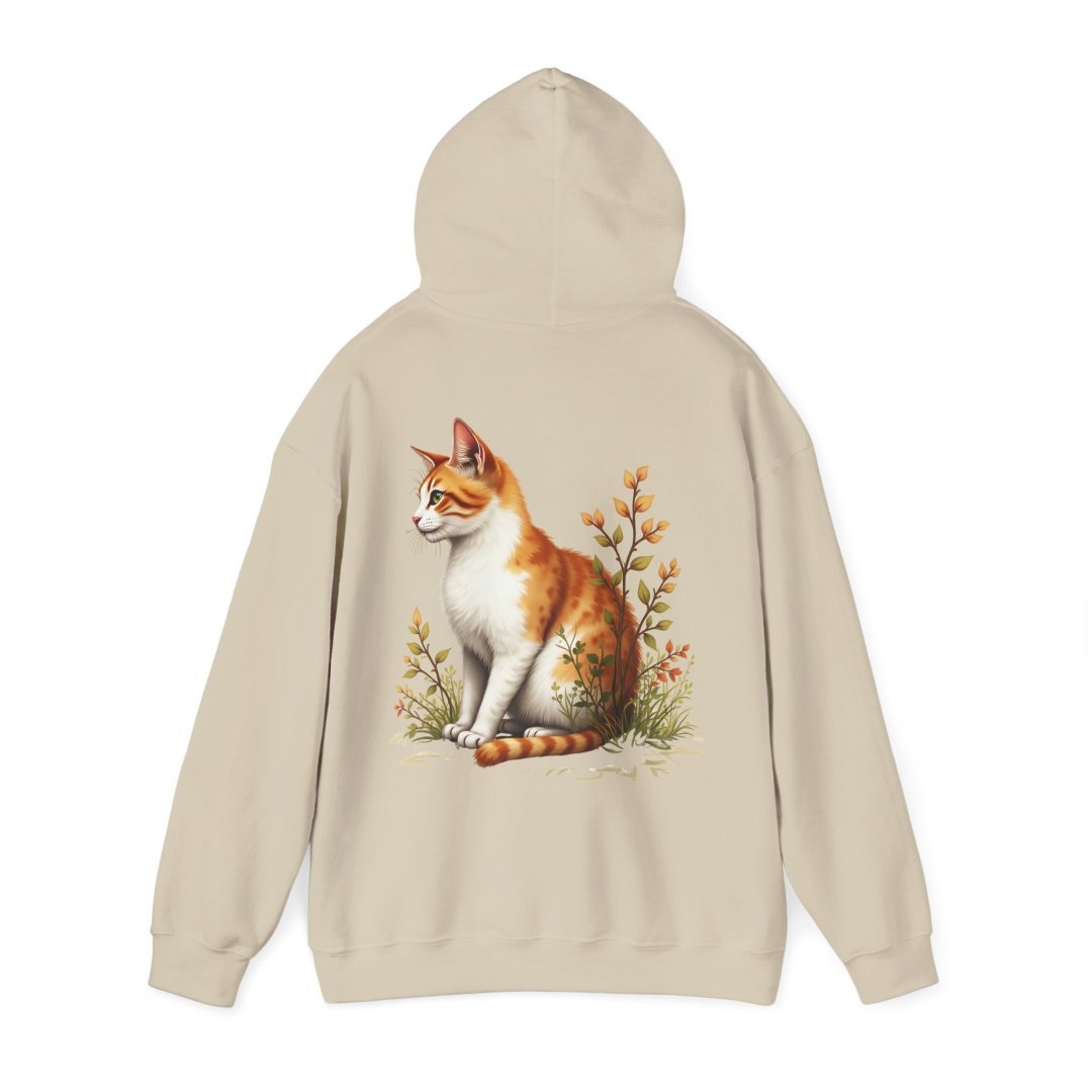 1422646905118243030_2048.jpeg Beige hoodie with a cat and floral design on the back.