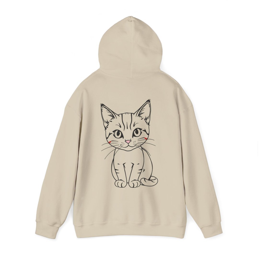 1513824657040493727_2048.jpeg Beige hoodie with a cute cat illustration on the back.
