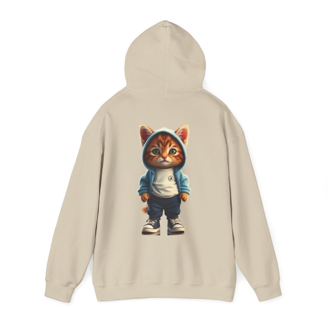 15740389851714508312_2048.jpeg Beige hoodie with a cute cat in a hoodie design on the back.