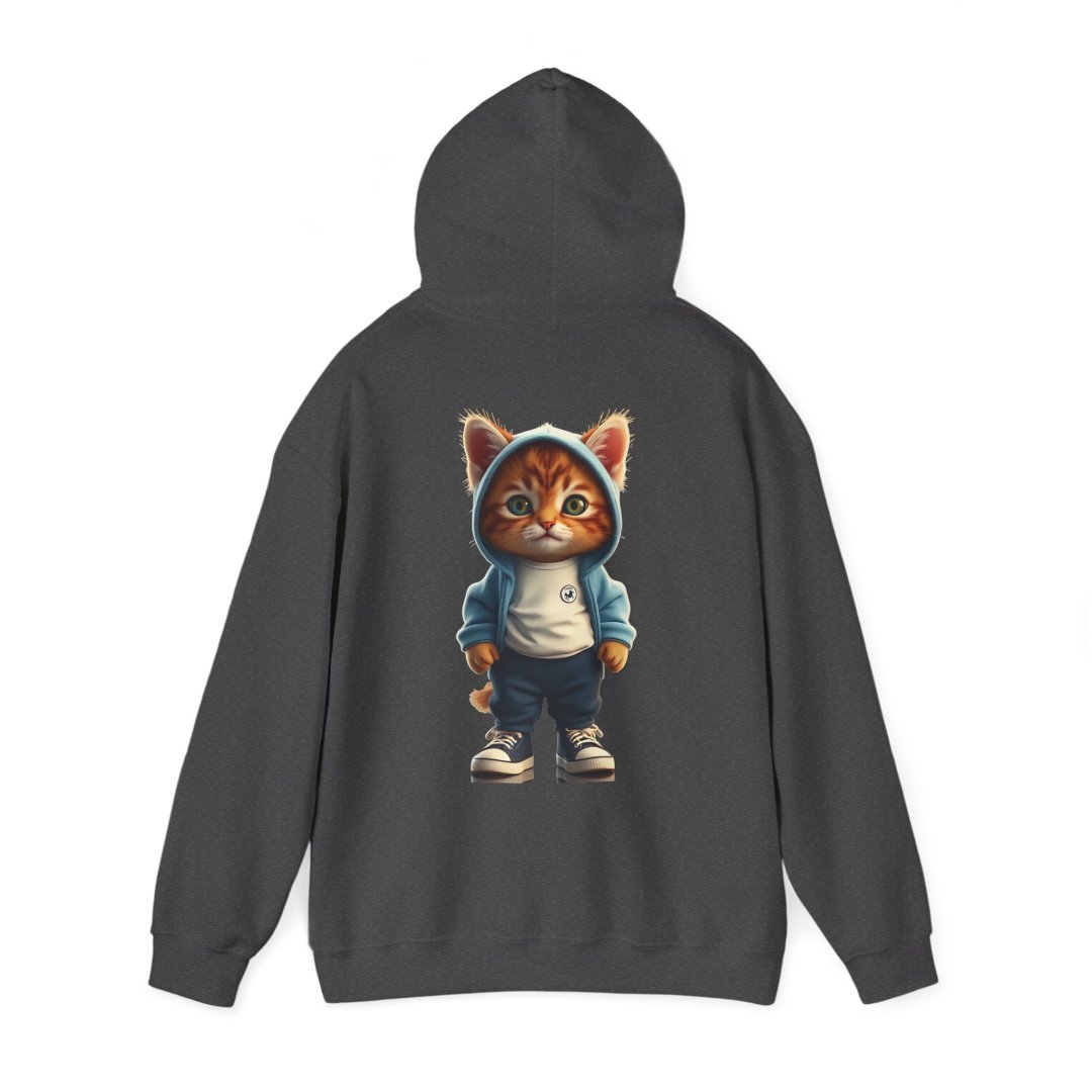 16329392924161870736_2048.jpeg Gray hoodie with a cute cat wearing a hoodie and sneakers on the back.