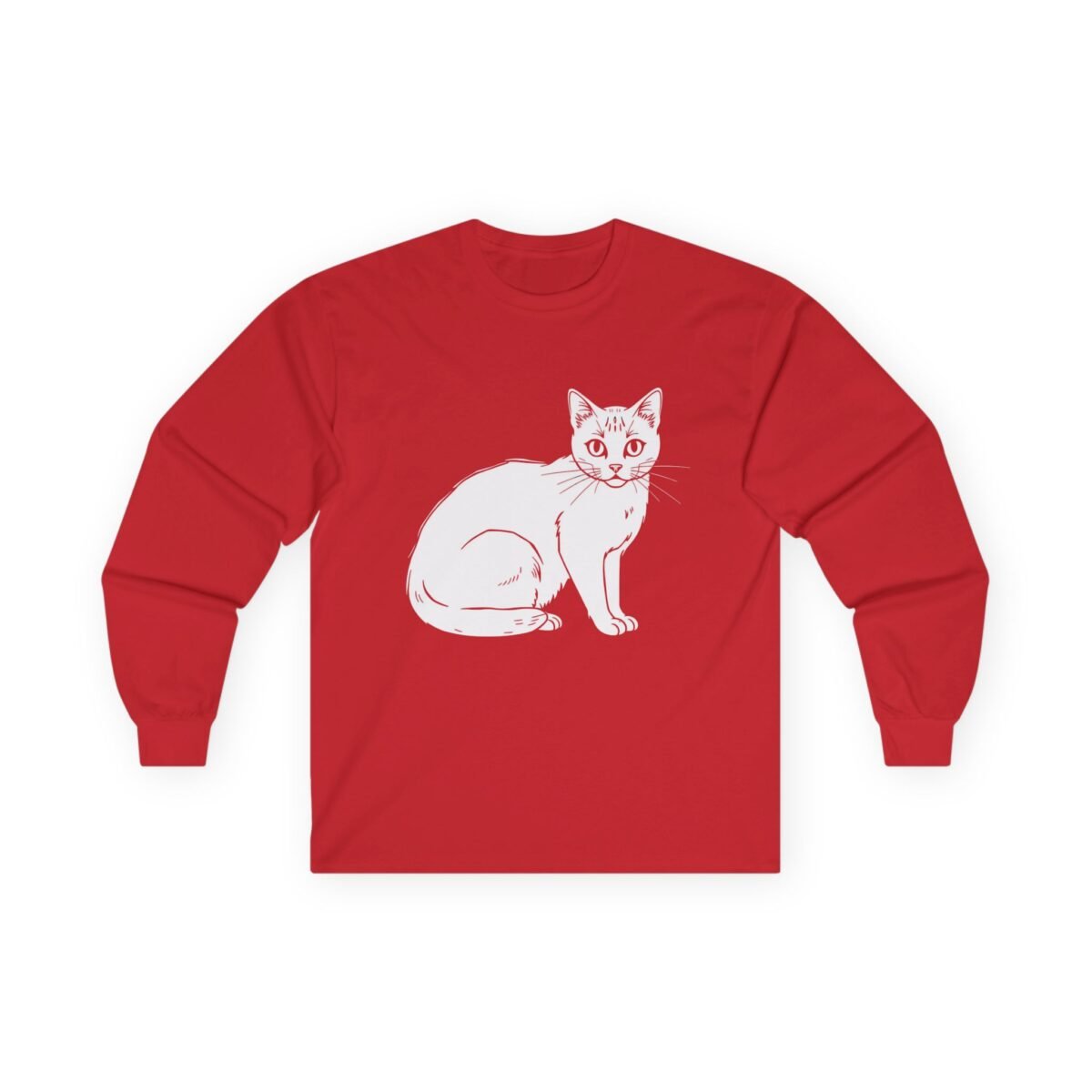 16698028023998981766_2048.jpeg Red long-sleeved shirt with a white cat graphic.