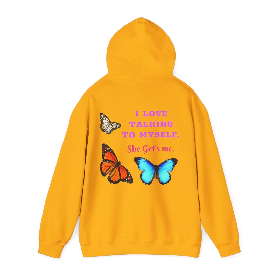 17149263632754046831_2048.jpeg Yellow hoodie with butterfly designs and text.