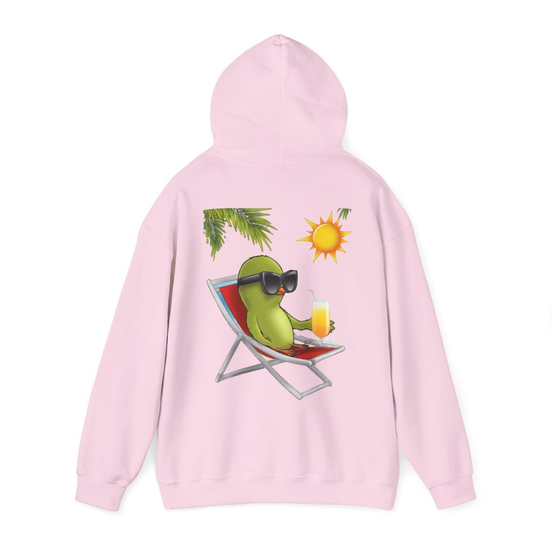 17623259422566159659_2048.jpeg Pink hoodie with a cartoon avocado lounging on a chair.