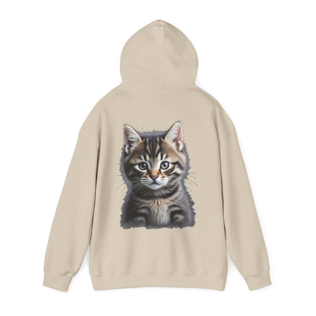 2440694398959168750_2048.jpeg Beige hoodie featuring a realistic print of a tabby kitten on the back.