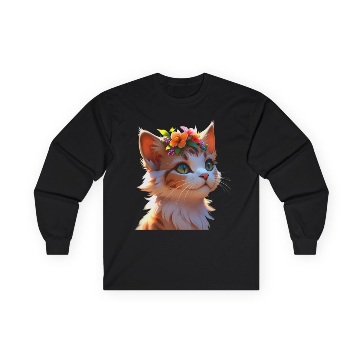 Floral Kitten Long Sleeve Tee