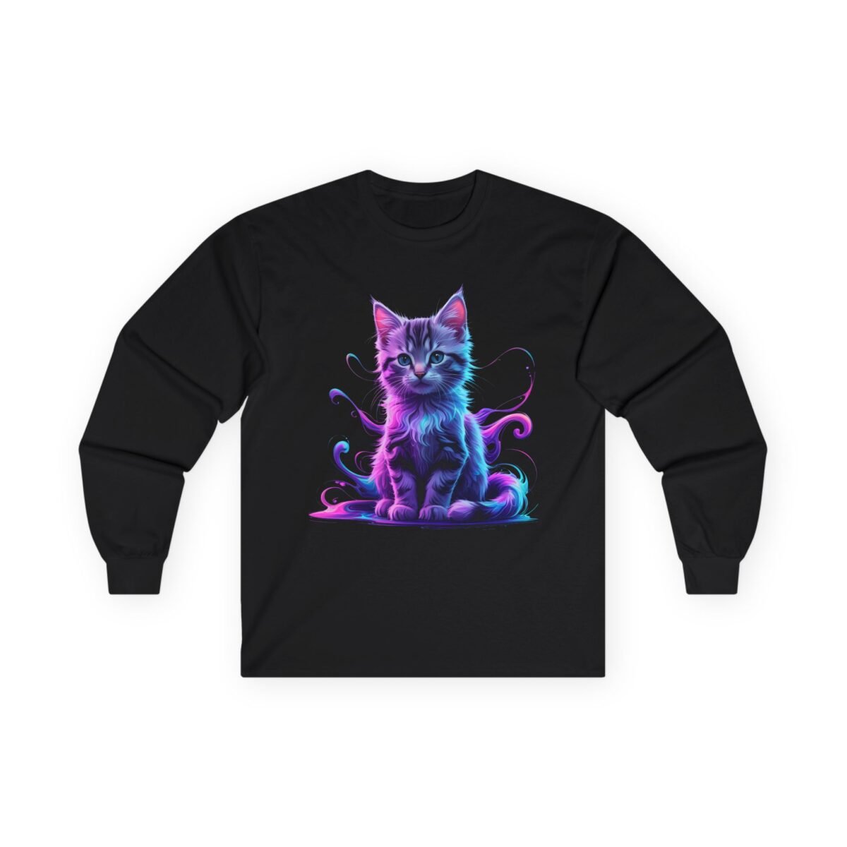 Cosmic Neon Kitten Long Sleeve Graphic Tee